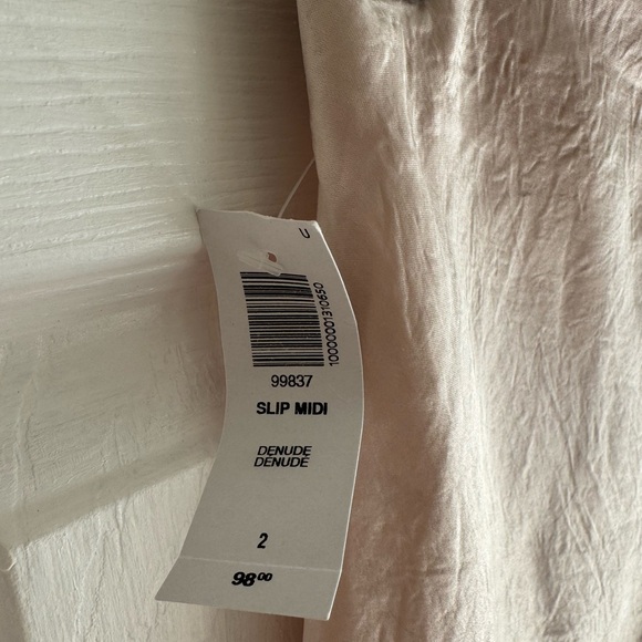 Aritzia Midi Satin Slip Dress in Pearly Pink White - Picture 4 of 10